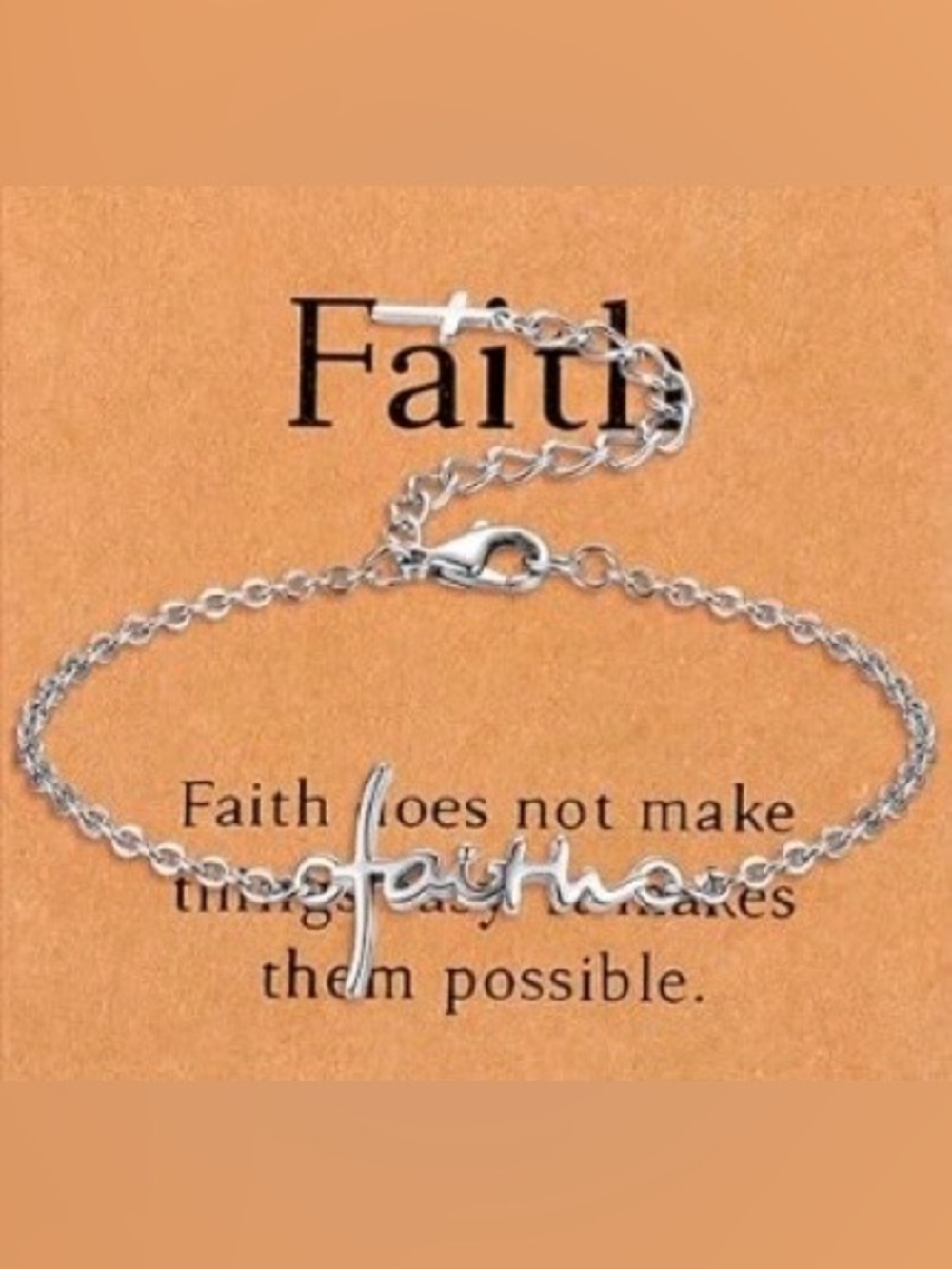Faith Script Bracelet in Silver - Elegant Women's Jewelry - Picture 3 of 4